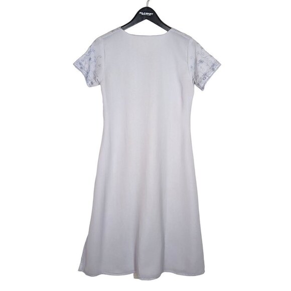 Handmade Lace Nightgown Womens Med White Lavender Lace Tatting Detail Semi Sheer - Picture 2 of 6